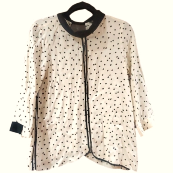 Zara Basic  Blouse White with black polka dots size xs - Picture 1 of 8